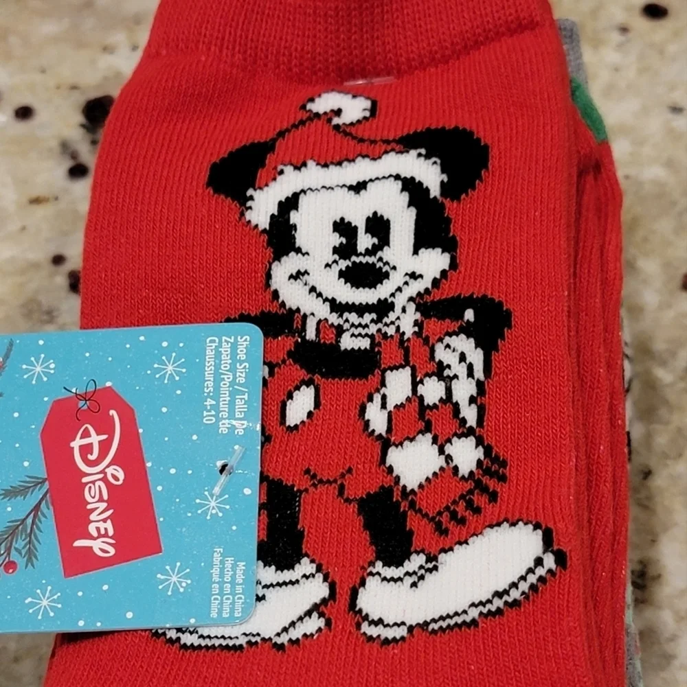 Disney Mickey Mouse Print Socks 3 Pair NWT